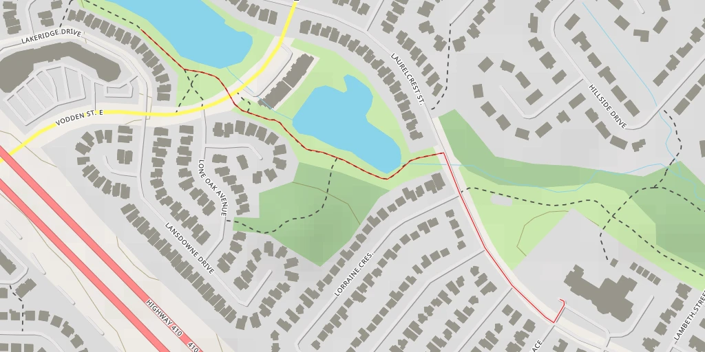 Map of the trail for Leeward Drive - Brampton