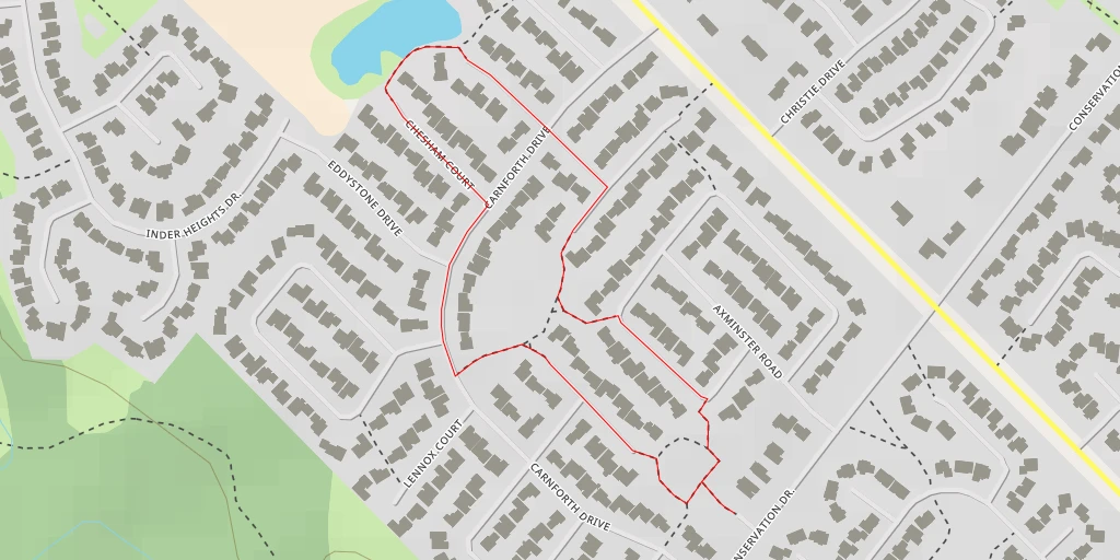 Map of the trail for Chesham Court - Brampton