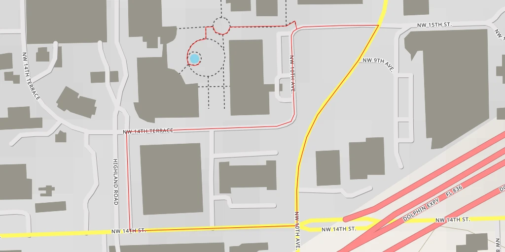 Map of the trail for Northwest 14th Terrace - Miami