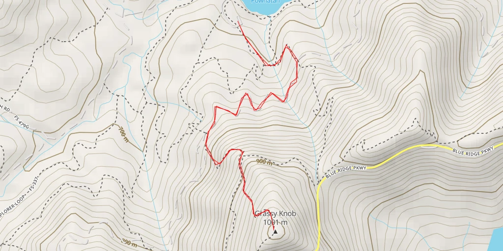 Map of the trail for Grassy Knob