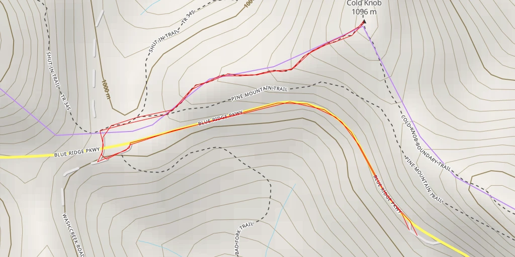 Map of the trail for Cold Knob