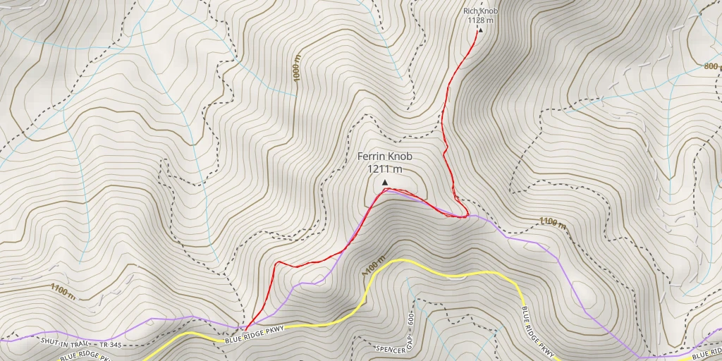 Map of the trail for Rich Knob