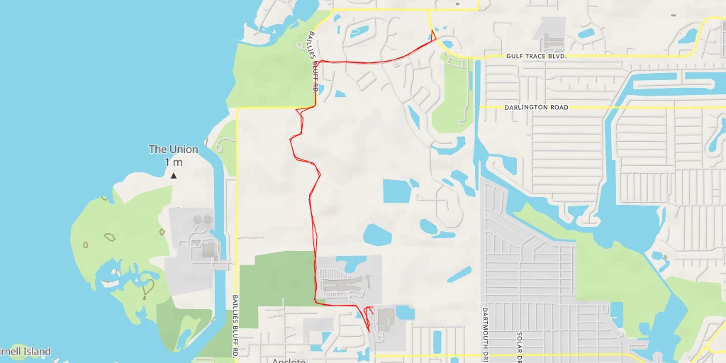 Map of the trail for Gulf Trace Boulevard - Gulf Trace Boulevard