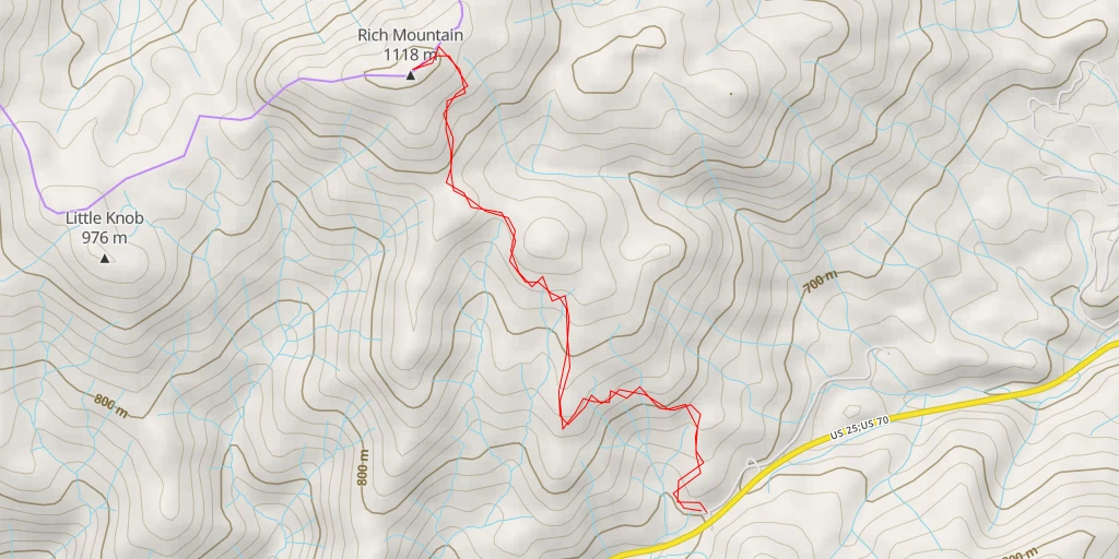 Carte de l'itinéraire :  Rich Mountain