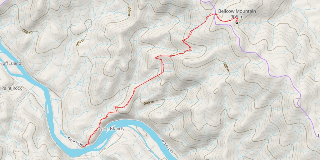 Carte de l'itinéraire :  Bellcow Mountain