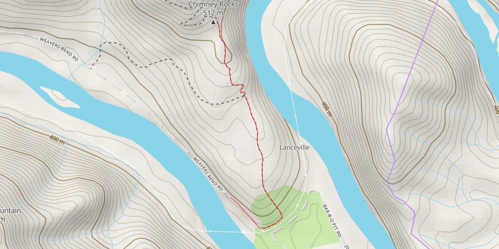 Carte de l'itinéraire :  Chimney Rocks