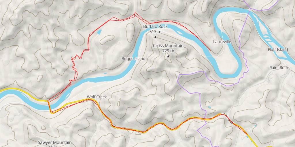 Map of the trail for US 25;US 70