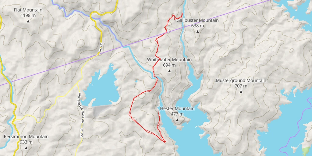 Map of the trail for Foothills Trail - Foothills Trail