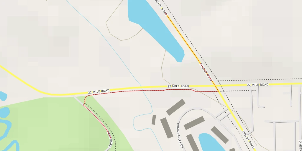 Map of the trail for Shelby Road