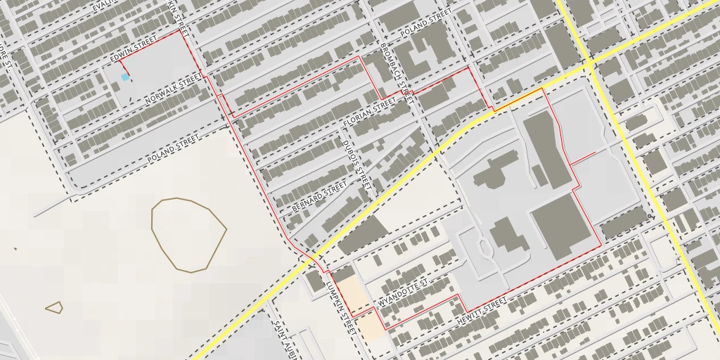 Map of the trail for Pulaski Park Splash Pad - Edwin Street