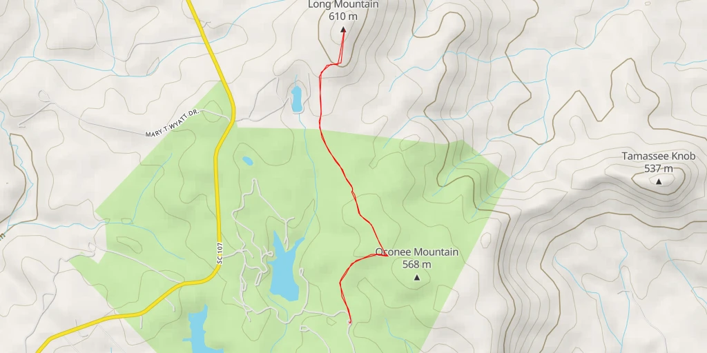 Map of the trail for Long Mountain