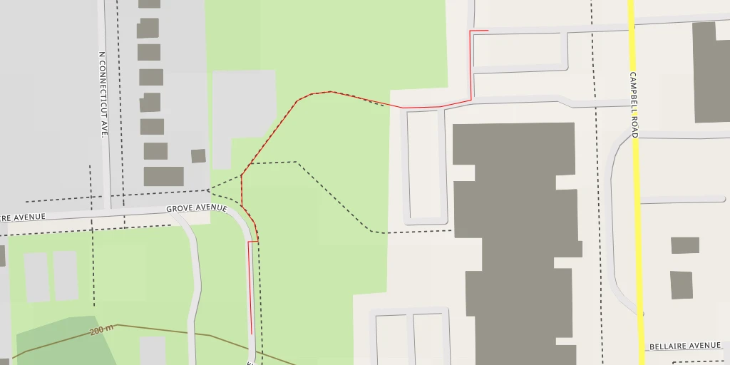 Map of the trail for Grove Avenue