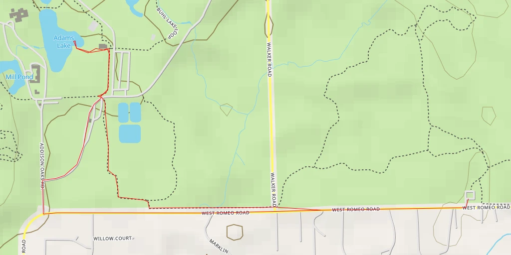 Map of the trail for Adams Lake