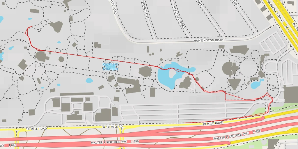 Map of the trail for African Birds - Huntington Road