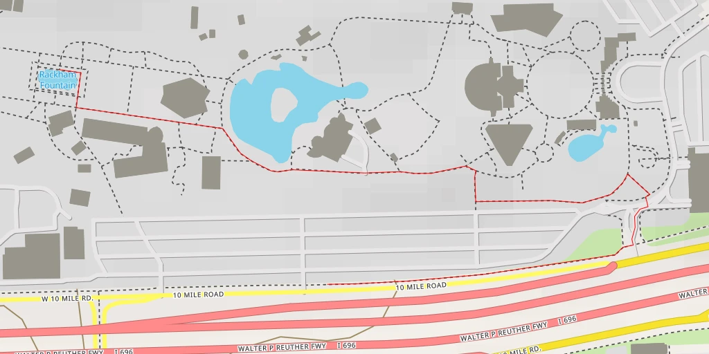 Map of the trail for Rackham Fountain