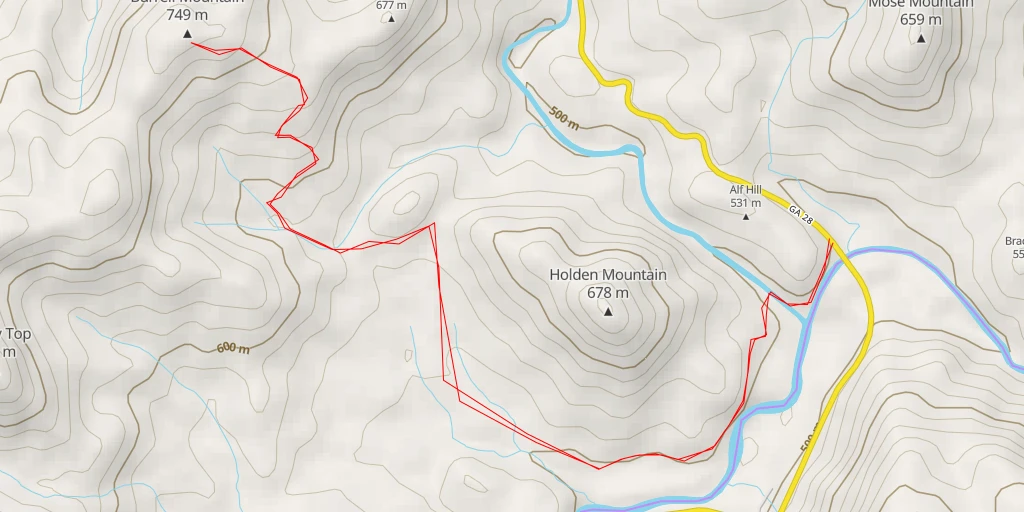 Map of the trail for Burrell Mountain