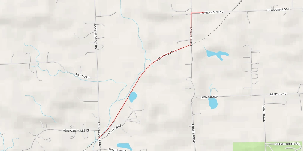 Map of the trail for Rowland Road