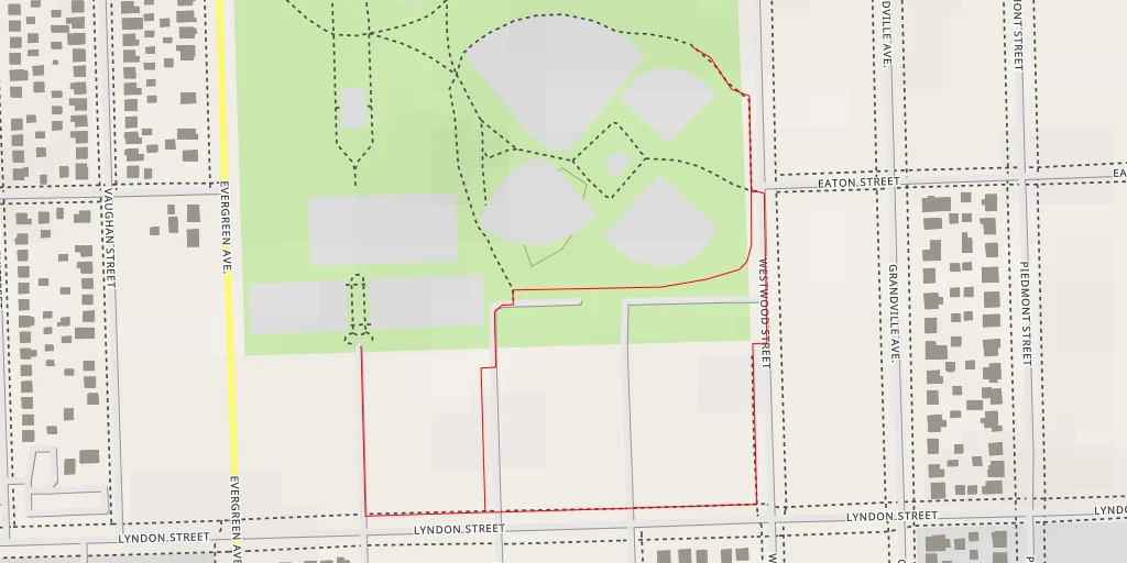 Map of the trail for Westwood Street - Detroit