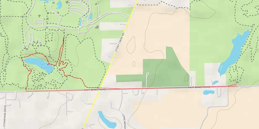 Map of the trail for Spring Pond