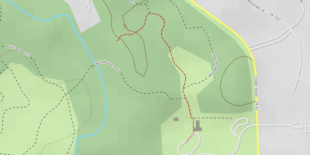 Map of the trail for AI - WildWood Trail