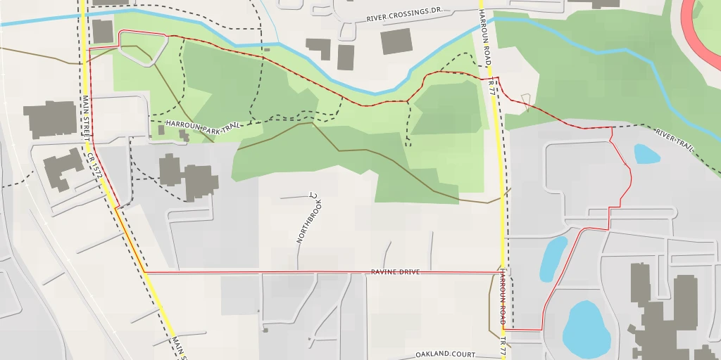 Map of the trail for Flower Hospital - Harroun Road