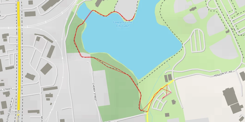 Map of the trail for Lawrenceville City Lake