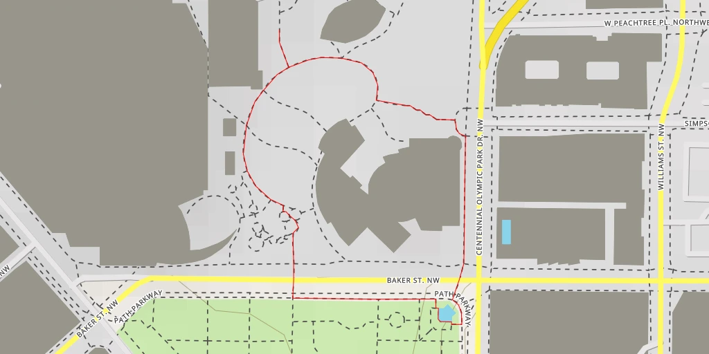 Map of the trail for Androgyne Planet Sculpture - Unity Plaza - Atlanta