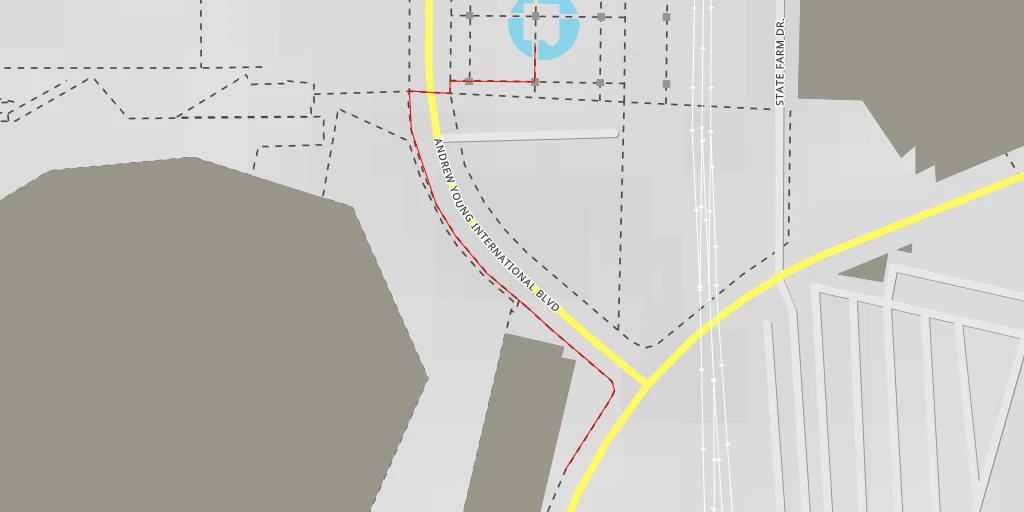 Map of the trail for Andrew Young International Boulevard - Atlanta