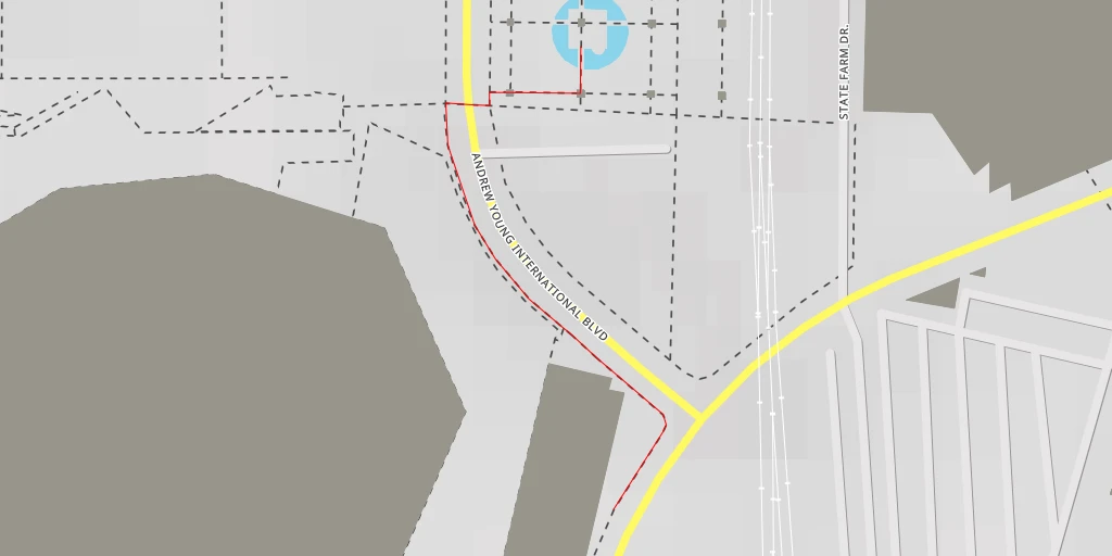 Map of the trail for Andrew Young International Boulevard - Atlanta