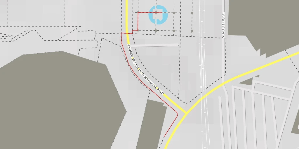 Map of the trail for Andrew Young International Boulevard - Atlanta