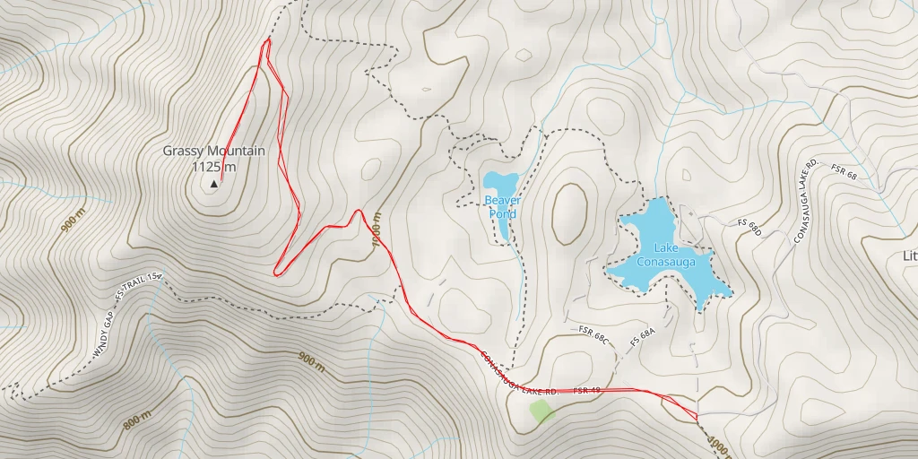 Map of the trail for Grassy Mountain