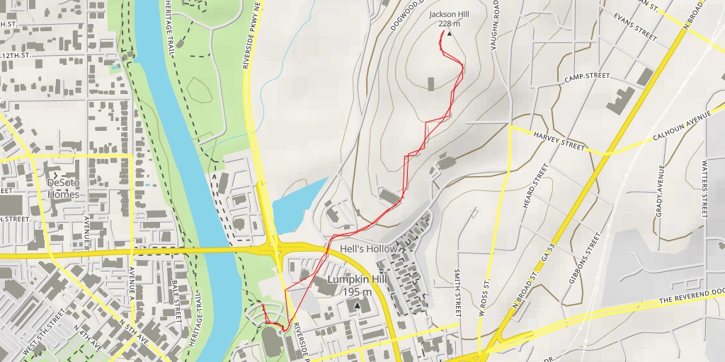 Carte de l'itinéraire :  Jackson Hill