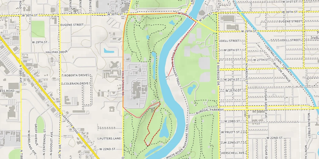 Carte de l'itinéraire :  Coffin Golf Course - Cold Spring Road - Indianapolis