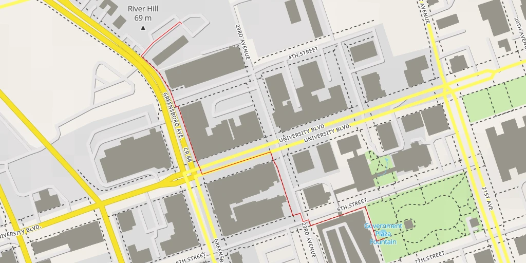 Map of the trail for Government Plaza Fountain