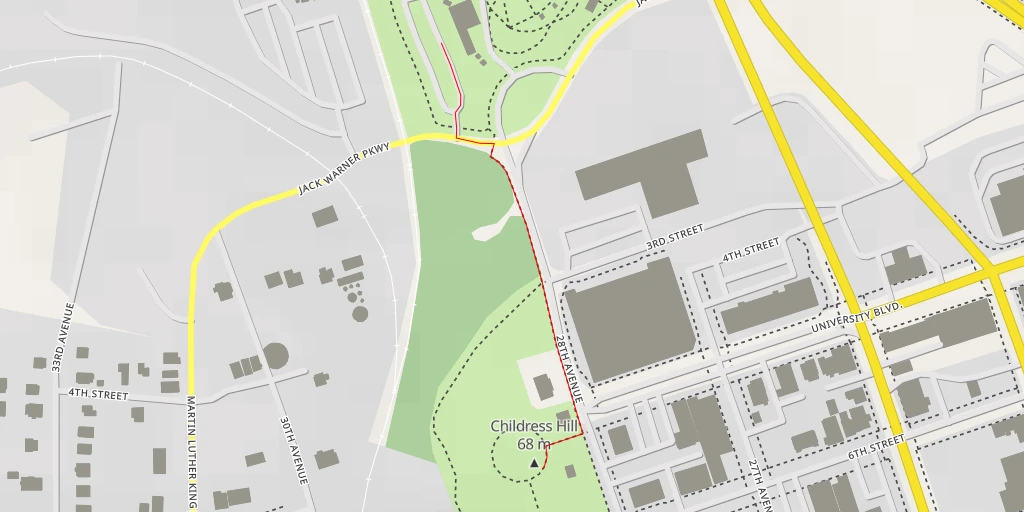 Map of the trail for Childress Hill