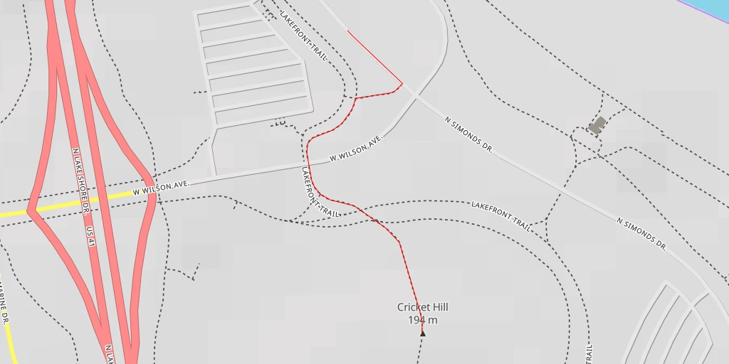 Carte de l'itinéraire :  Cricket Hill