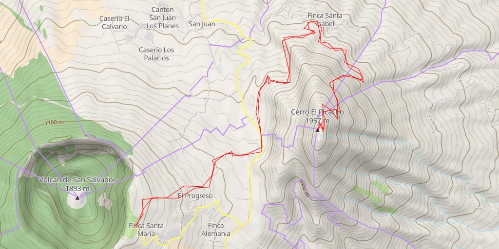 Carte de l'itinéraire :  Cerro El Picacho