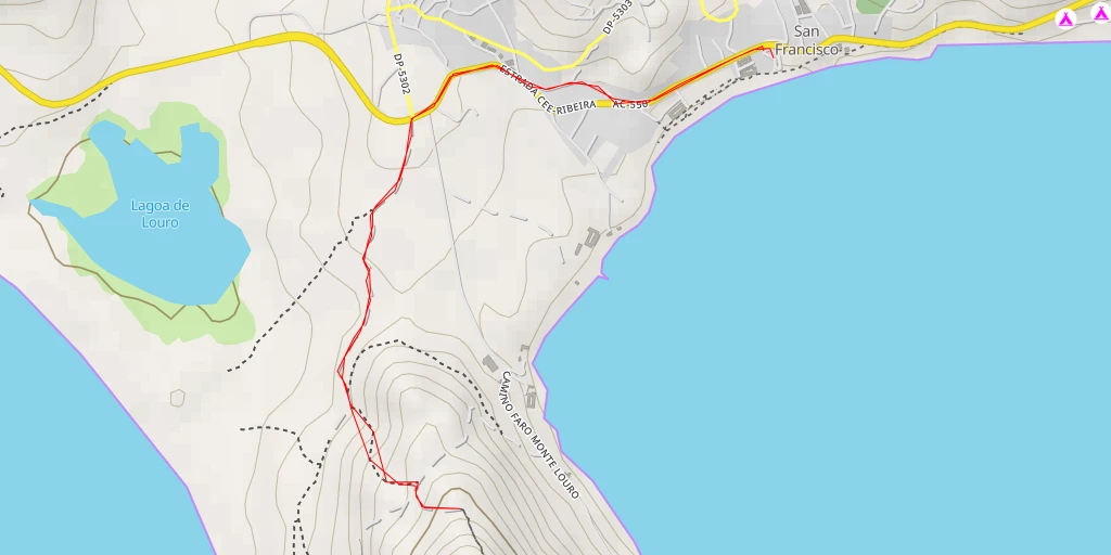 Map of the trail for Camiño ao faro de Monte Louro