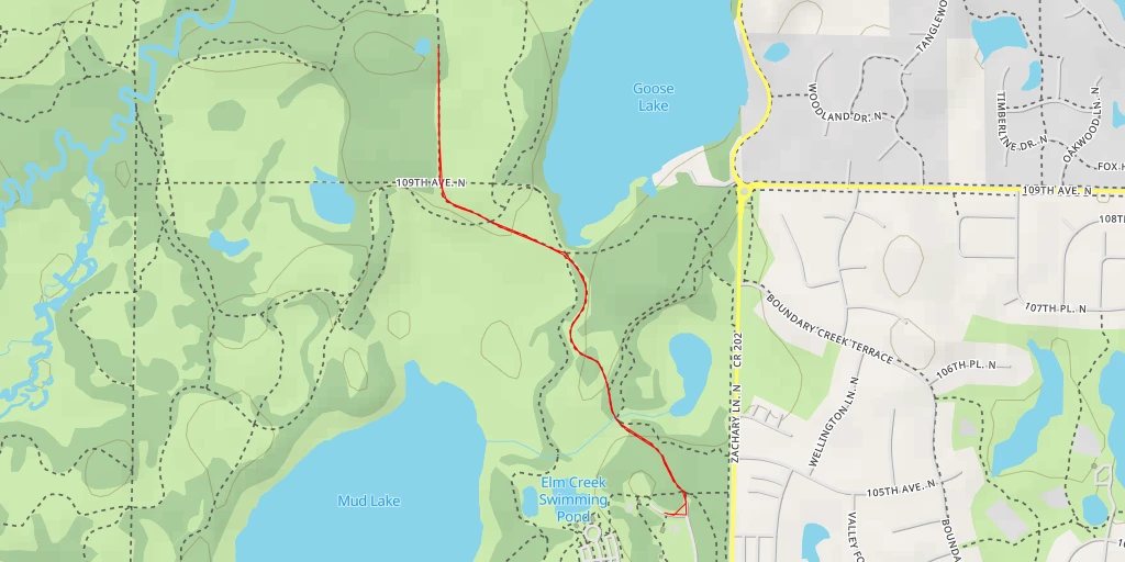 Carte de l'itinéraire :  Elm Creek Road