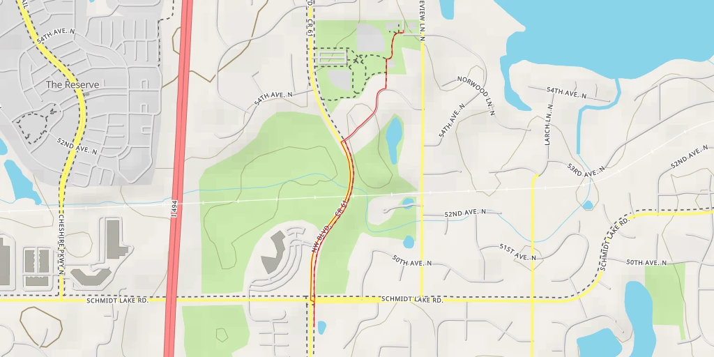 Carte de l'itinéraire :  Medicine Lake Regional Trail - Medicine Lake Regional Trail