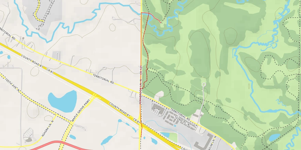 Map of the trail for Fernbrook Lane North - Fernbrook Lane North