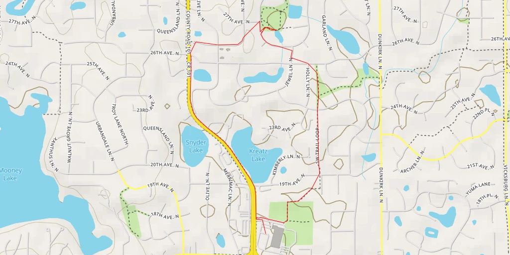 Map of the trail for Jewel Lane North