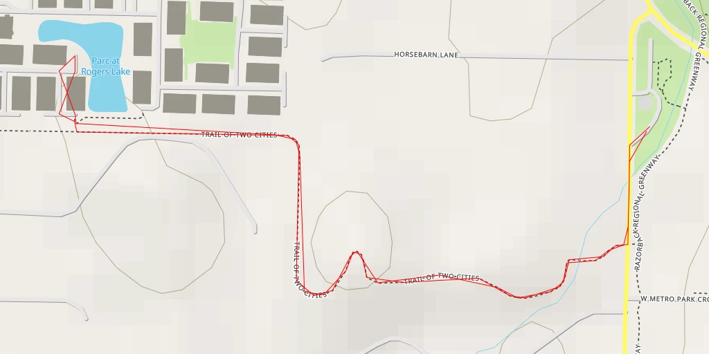 Map of the trail for Parc at Rogers Lake