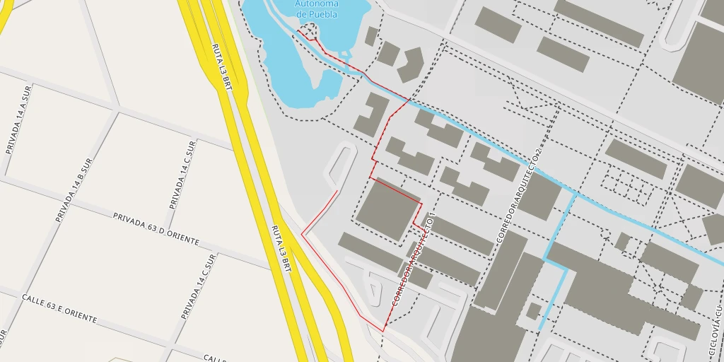 Map of the trail for Lago Universidad Autonoma de Puebla