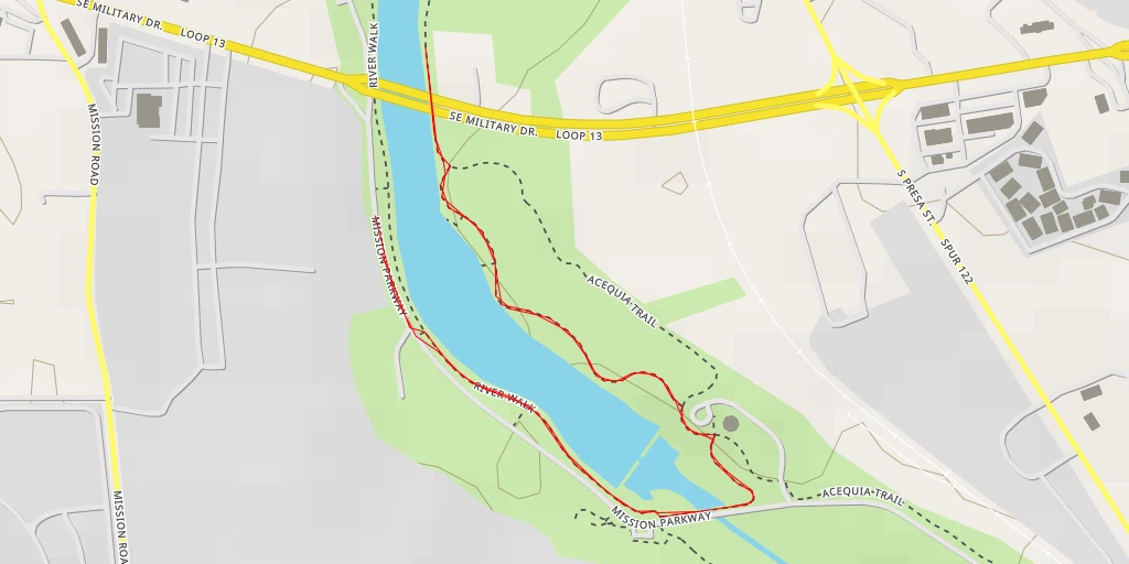 Map of the trail for San Antonio River