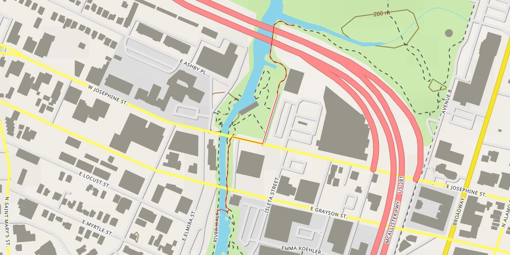 Map of the trail for McAllister Freeway - San Antonio