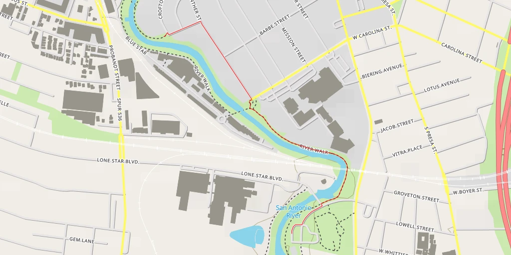 Map of the trail for Crofton Avenue - San Antonio