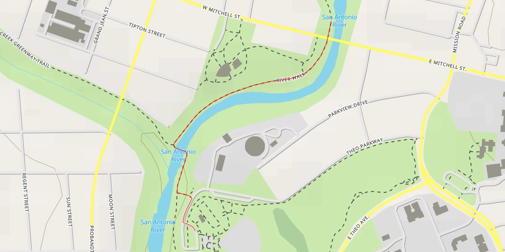 Map of the trail for San Antonio River