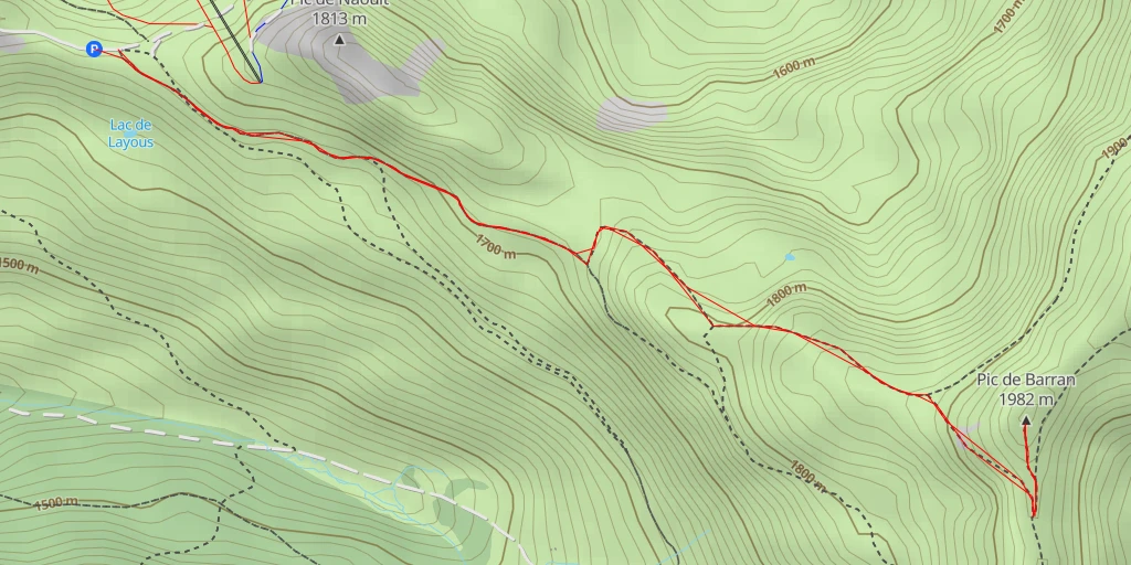 Carte de l'itinéraire :  Pic de Barran