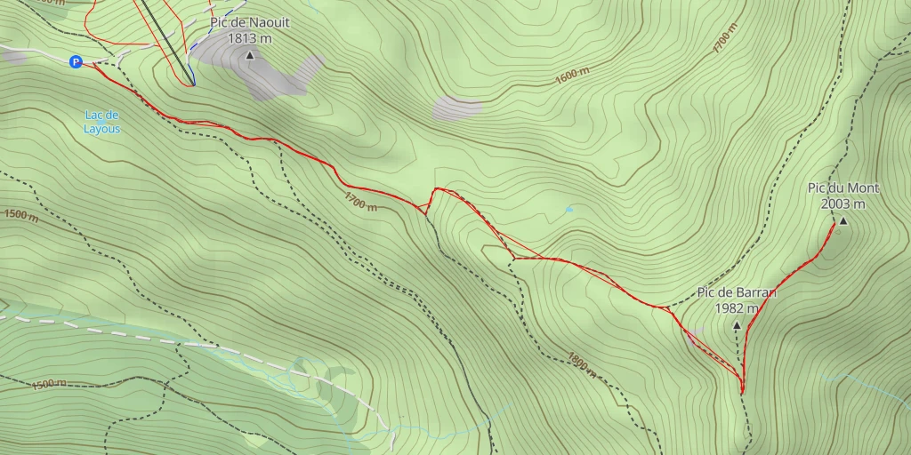 Carte de l'itinéraire :  Pic du Mont